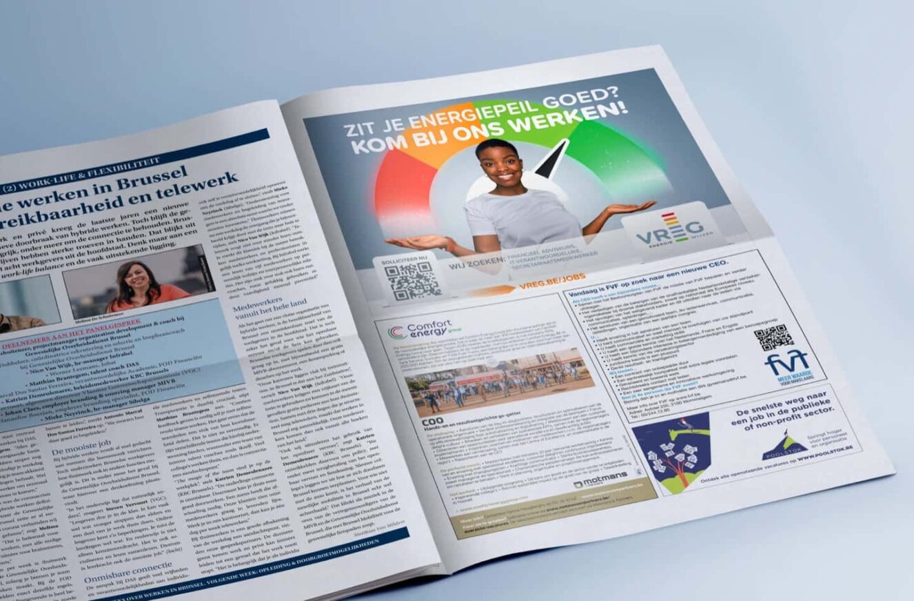 Advertentie in de krant met het campagnebeeld.